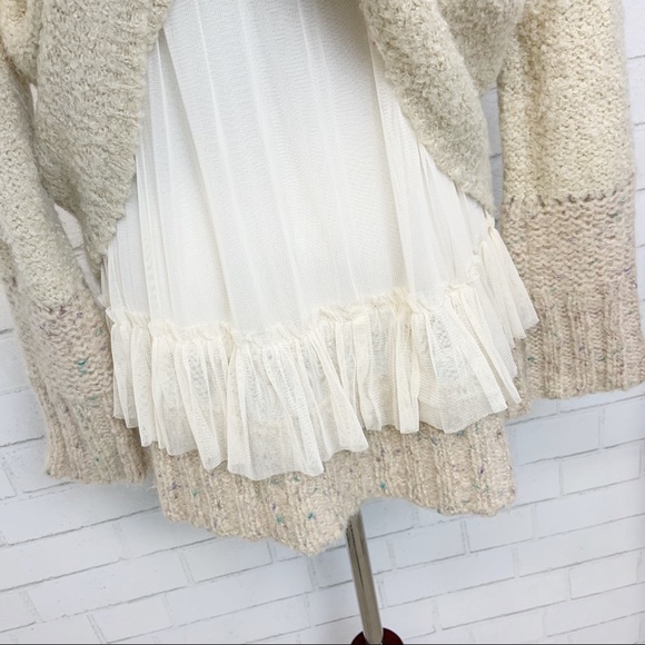 Anthro. Charlie & Robin Ruffle Baseball Cardigan - Picture 8 of 9